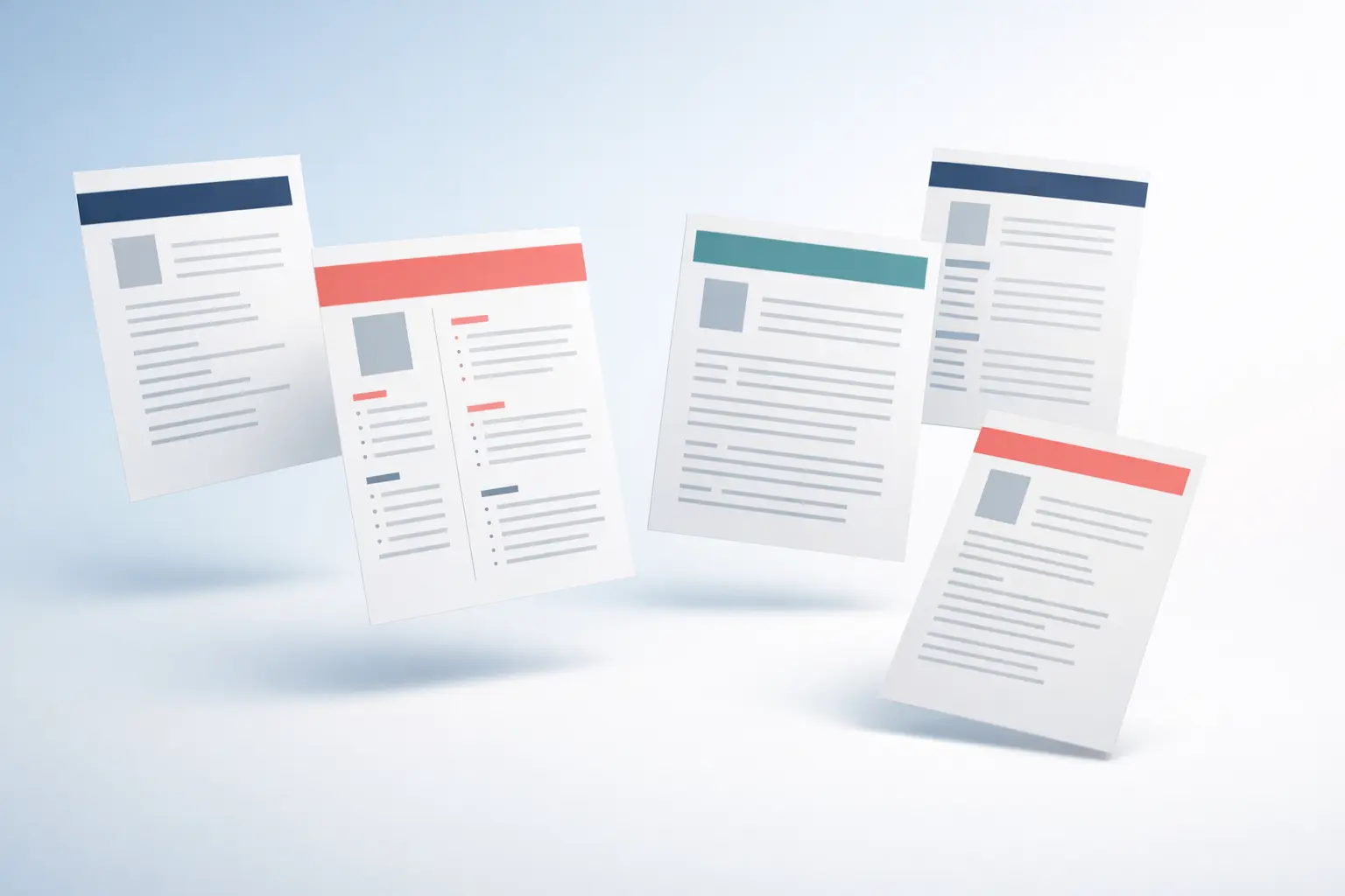 Grid med olika CV-exempel för olika yrken och erfarenhetsnivåer